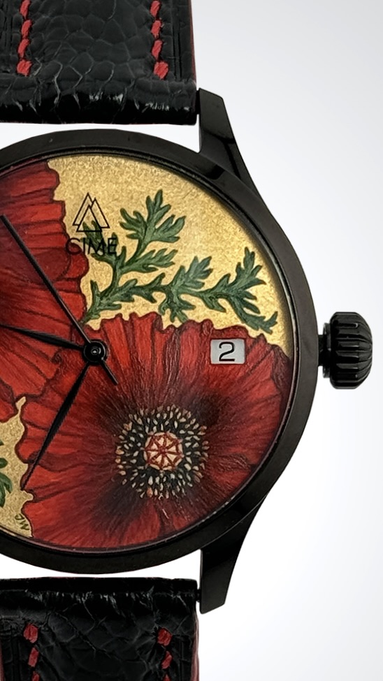 Montre Cime, Coquelicots, collection Floralia, 34 mm