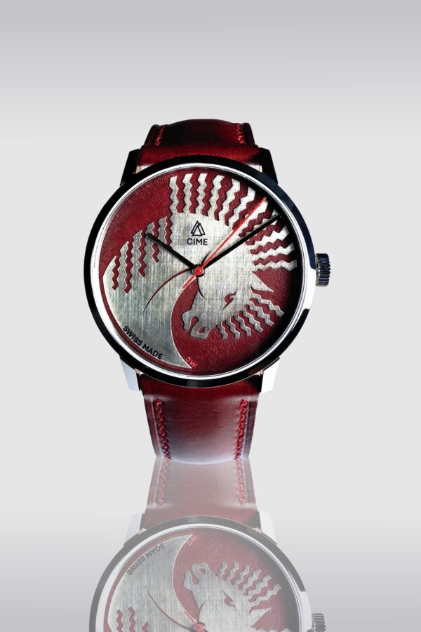 Montre Aethon Rouge bordeaux, Collection Bestiarius, 40 mm