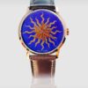 Montre Soleil rouge, émail Grand Feu cloisonné
